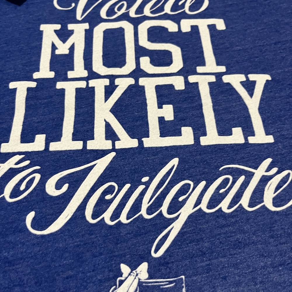 Lauren James Blue Short Sleeve Tee Voted Most Likely to Tailgate- Medium - Picture 4 of 5